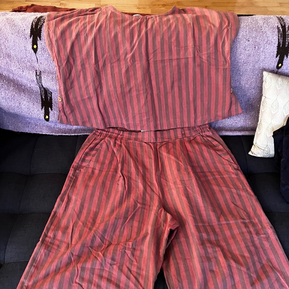 Liz Alig Cotton Set in Mauve Stripe L